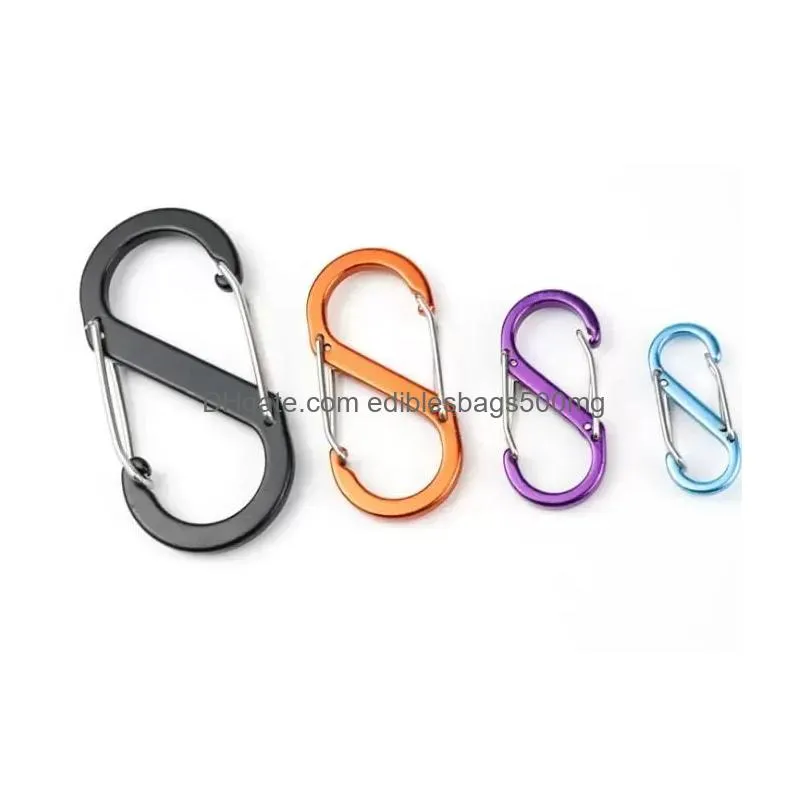 51x23mm large keychain multifunctional key ring outdoor tools camping s-type buckle 8 characters quickdraw carabiner