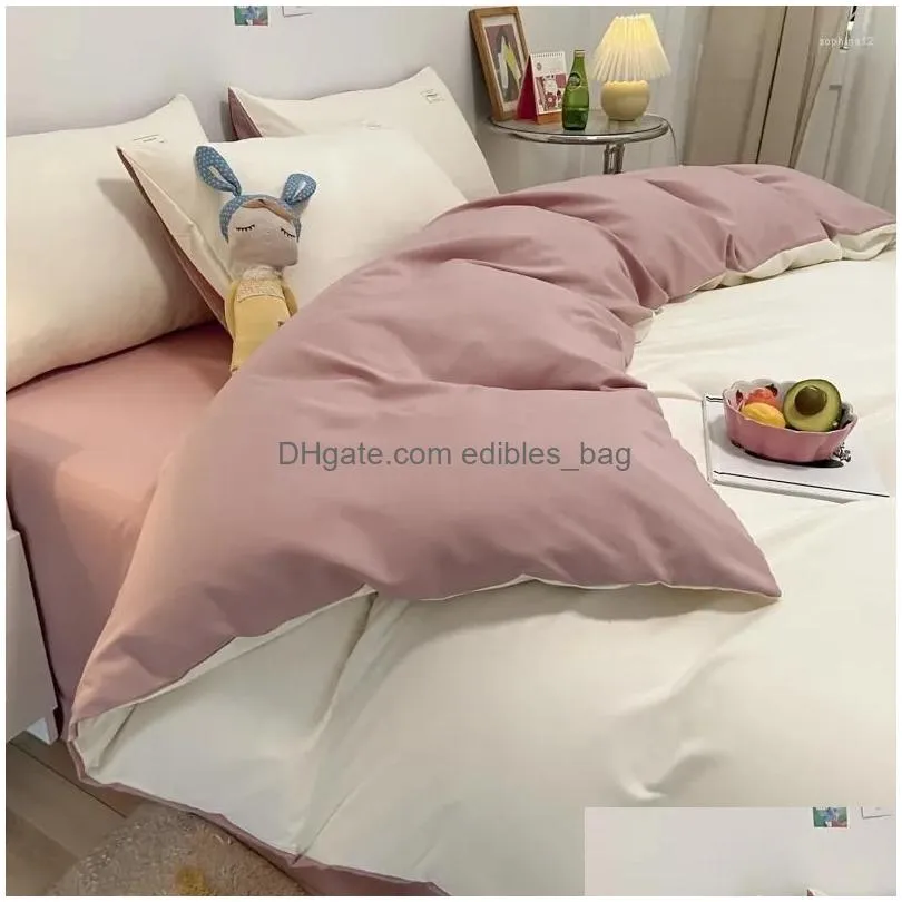 bedding sets solid color bed fashion nordic linens sheet 240x220 single double queen king quilt duvet cover bedclothes