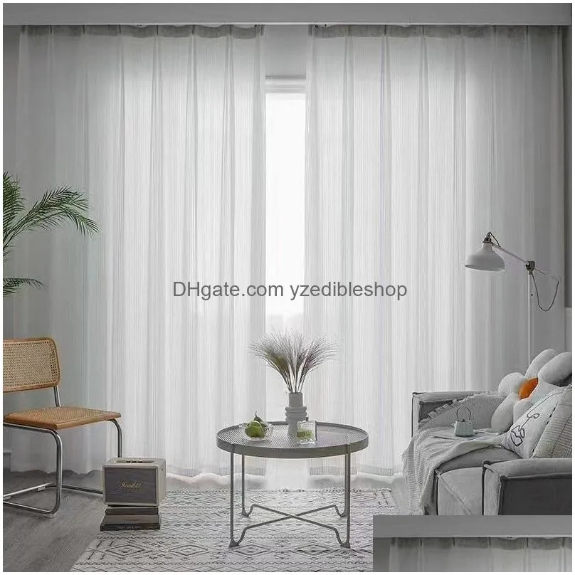 sheer curtains blinds style transparent white tulle curtains for living room striped vertical veil fashion sheer curtain home decor custom size