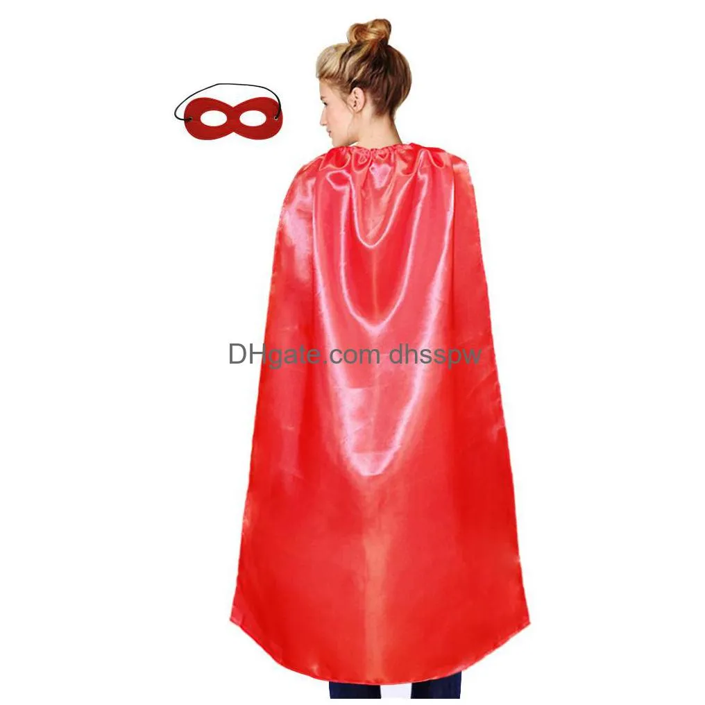 110 cm plain adult party capes and mask set 10 color option holiday favor cosplay superhero adult cape mask suit