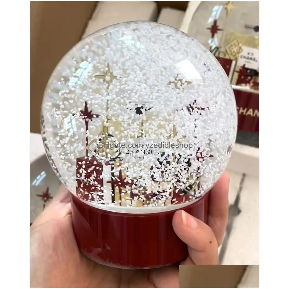 2023 edition c classics red christmas snow globe with perfume bottle inside crystal ball for special birthday novelty vip gift