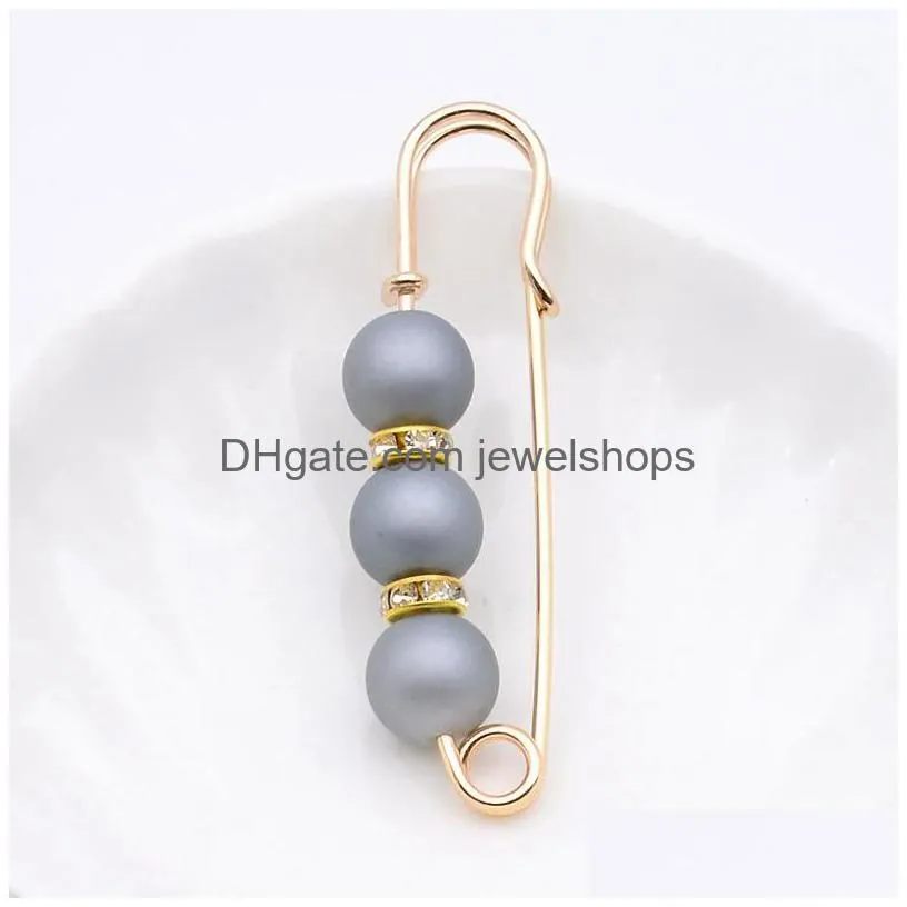 Pins, Brooches Pins Brooches Chic Pearl Rhinestone Brooch Elegant Female Dress Clips Sweater Shawl Jewelry Accessories Fashion All-Mat Dhbnk