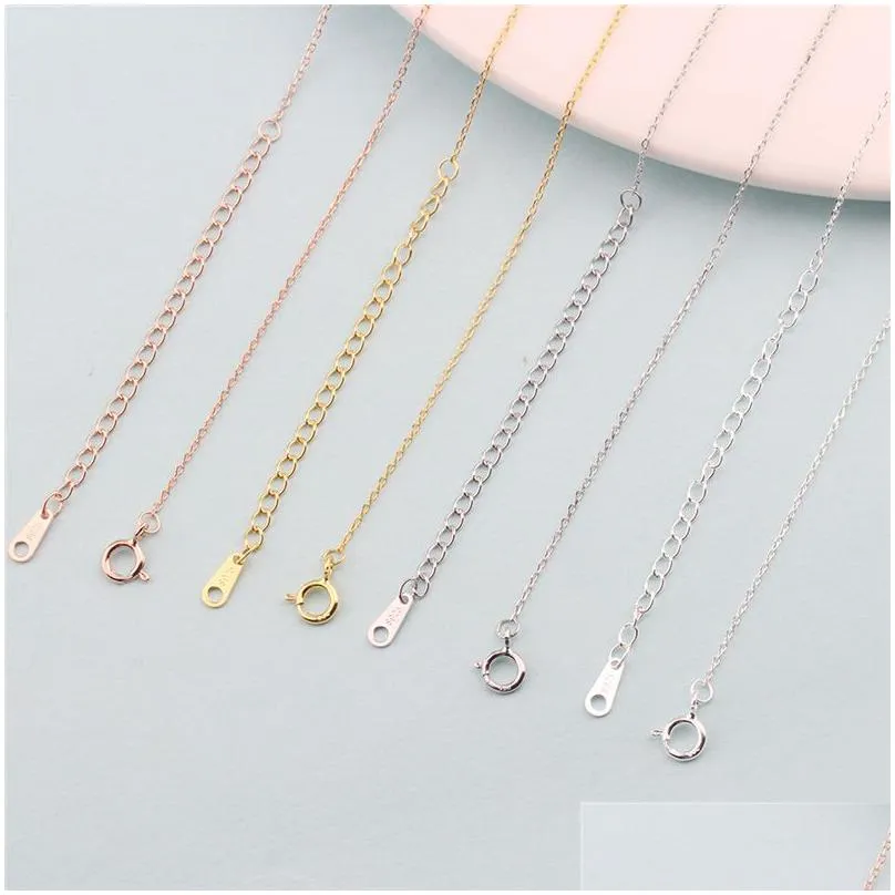 Chains S925 Stamped Link Chain Necklace 44Cm 925 Sterling Sier Choker Fit For Pendant Rose Gold Platinum Diy Jewelry Accessories Jewel Dh306