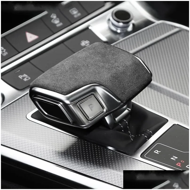 car leather interior gear shifter cover protector trims car stickers for audi a4l a5 a6 a7 q5l q7 2019 modification accessories