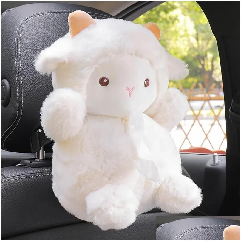 tissue boxes napkins car box plush doll piggy sheep napkin paper holder styling portable case home