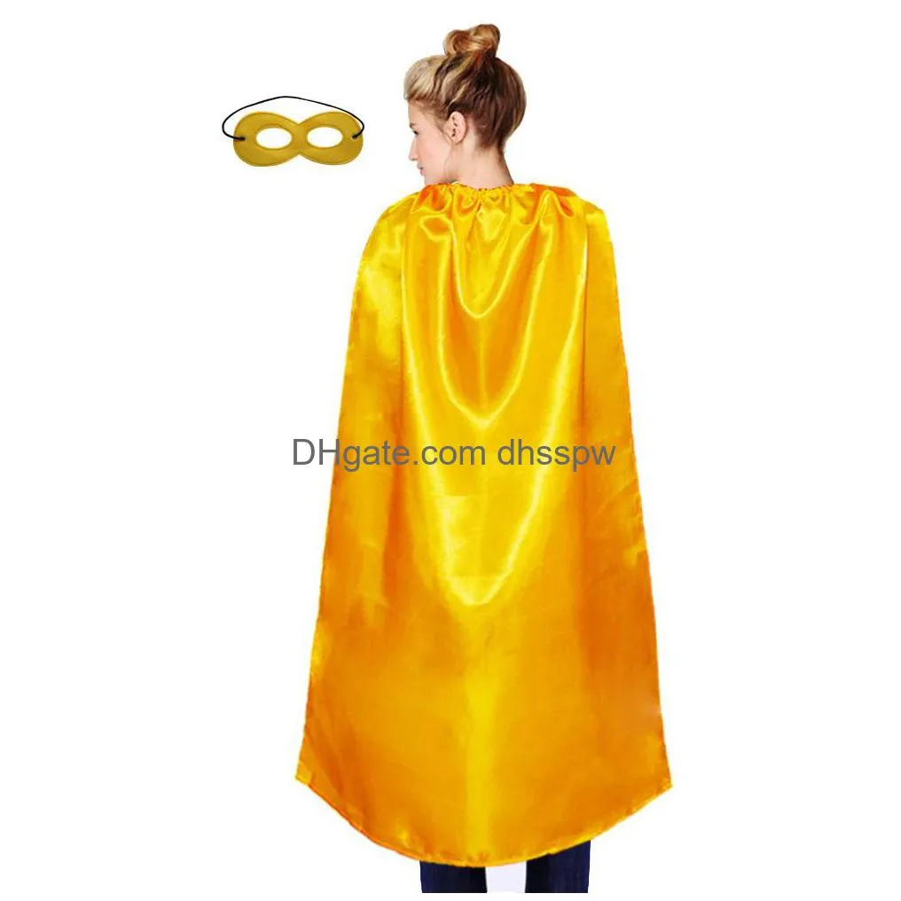 110 cm plain adult party capes and mask set 10 color option holiday favor cosplay superhero adult cape mask suit