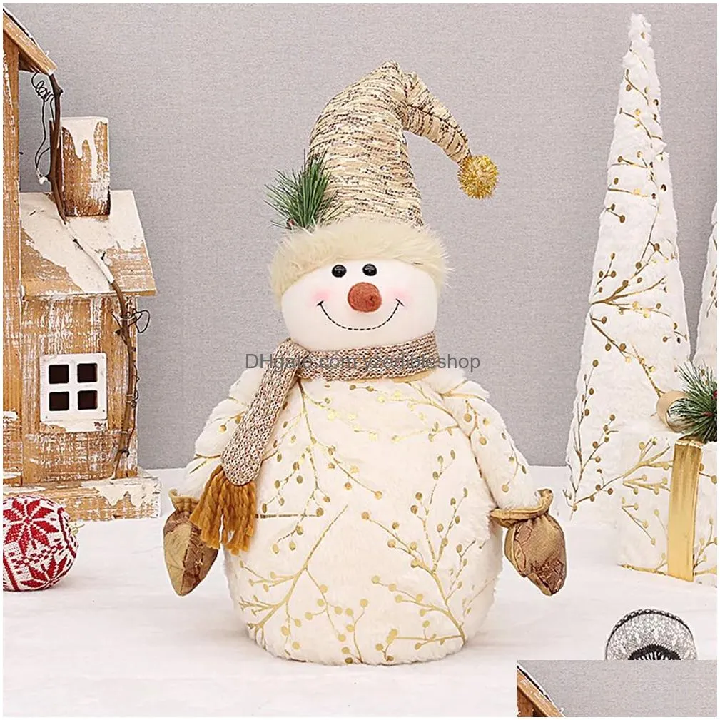 christmas decorations 605026cm big size christmas dolls decoration short plush printe santa claus snowman doll for christmas tree ornaments figurine