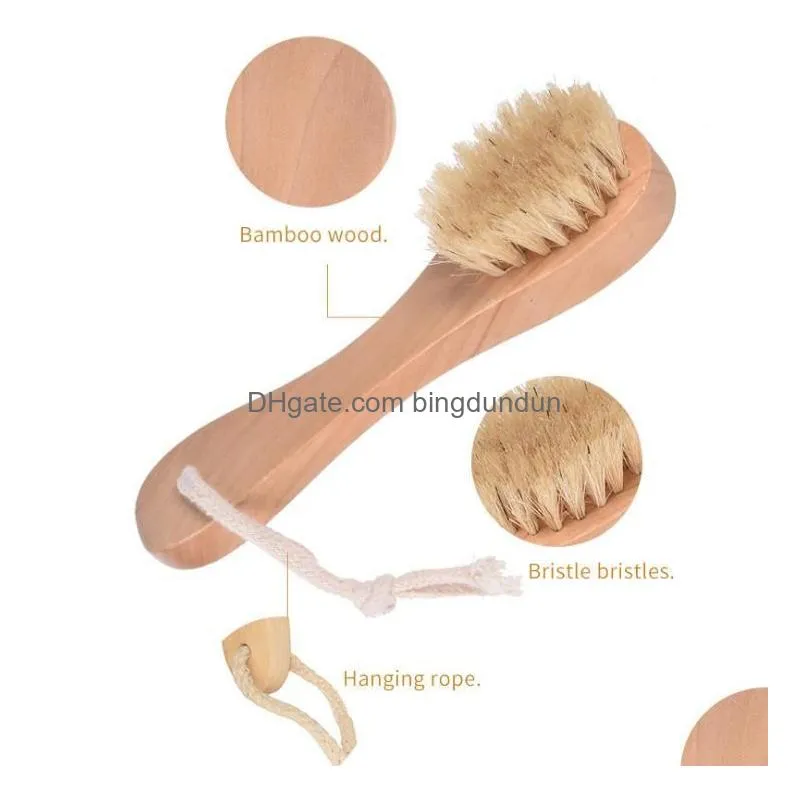  natural boar bristles spa facial brush face brush with wood handle remove black dots rub face nail brush