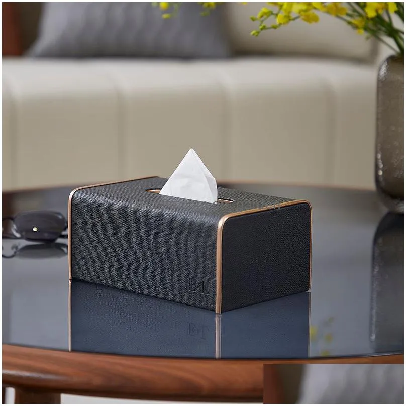 Tissue Boxes & Napkins Leather Tissue Box Home Living Room El Paper Nakpin Holder Case Office Car Container Rec Storage Bag Dhgarden Dheo6