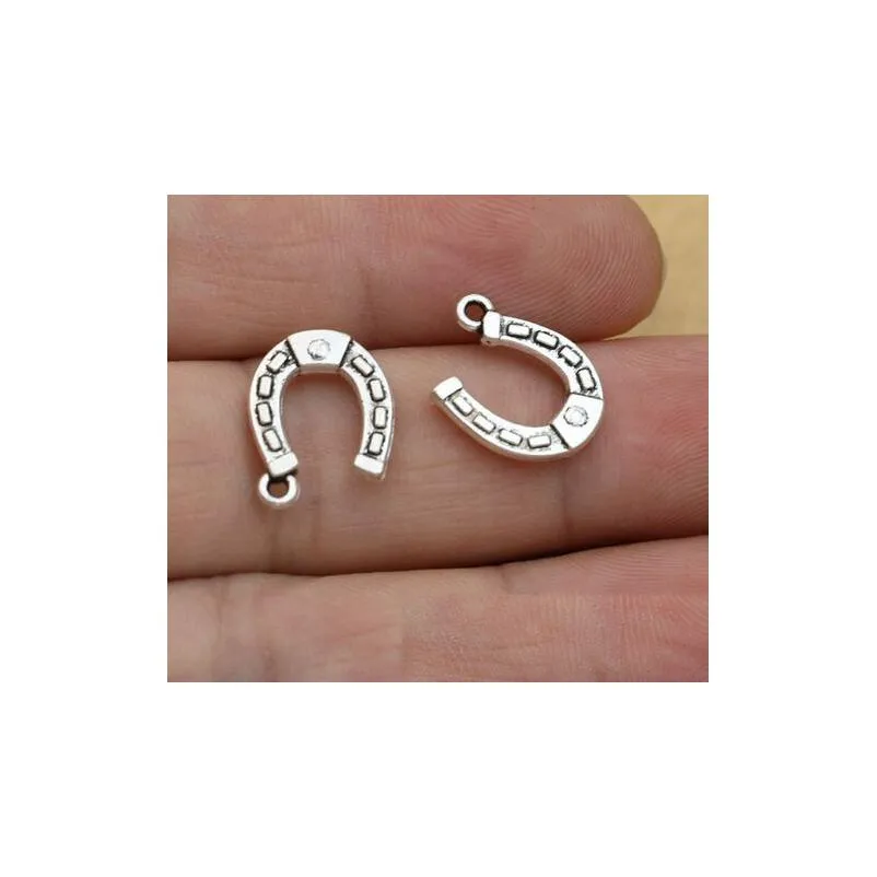 Charms 200Pcs/Lot Ancient Sier Alloy U Lucky Horseshoe Charms Pendants For Diy Jewelry Making Findings 15X12Mm Jewelry Jewelry Finding Dh9Hk