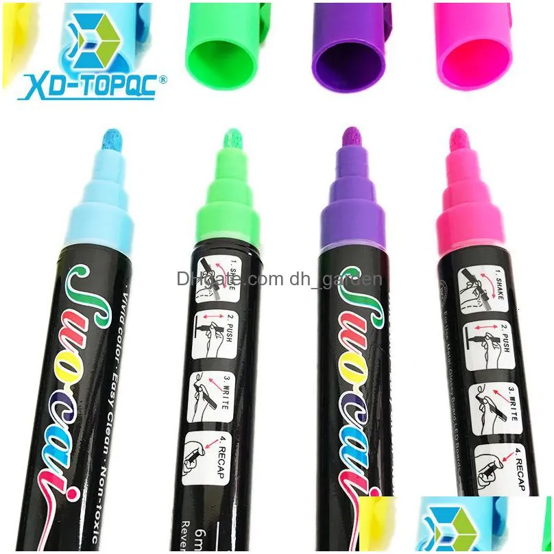 Highlighters Highlighters Xindi Liquid Chalk 8Pcs/Lot Erasable Highlighter Fluorescent Marker Pen Colorf Art Painting For Wh Dhgarden Dhmzx