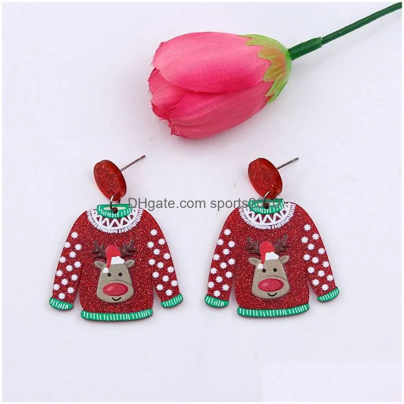 christmas sweater design earring jewelry ear pendants eardrop decorations santa claus cartoon toy merry xmas year women festive gift party supplies