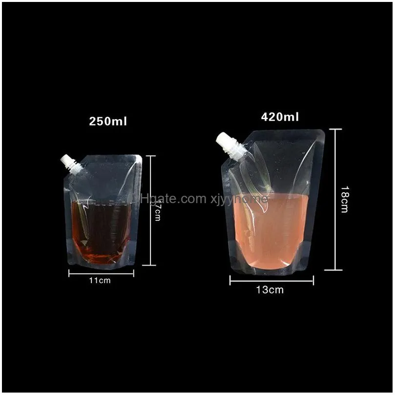 Other Home & Garden Stand-Up Plastic Drink Packaging Bag Spout Pouch For Beverage Liquid Juice Milk Coffee Storage Bags Home Garden Dhjc7