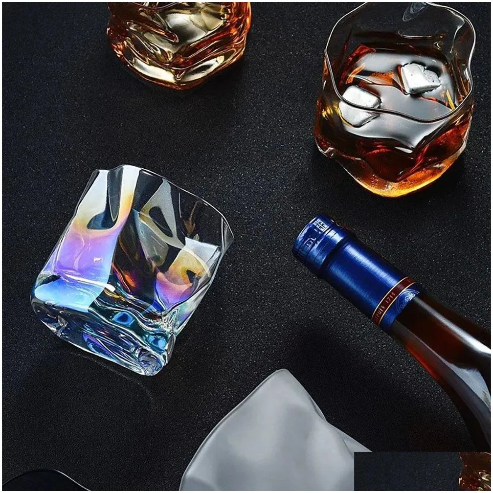 Wine Glasses Ins Style Creative Origami Cup Twist Glass Bar Whisky Transparent Beer Mug Water S Home Garden Kitchen, Dining Bar Drinkw Dhpal