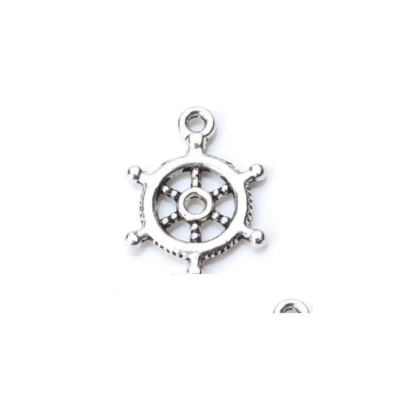 Charms 200Pcs/Lot Ancient Sier Alloy Rudder Steering Wheel Charms Pendants For Diy Jewelry Making Findings 20X15Mm Jewelry Jewelry Fin Dhqrf
