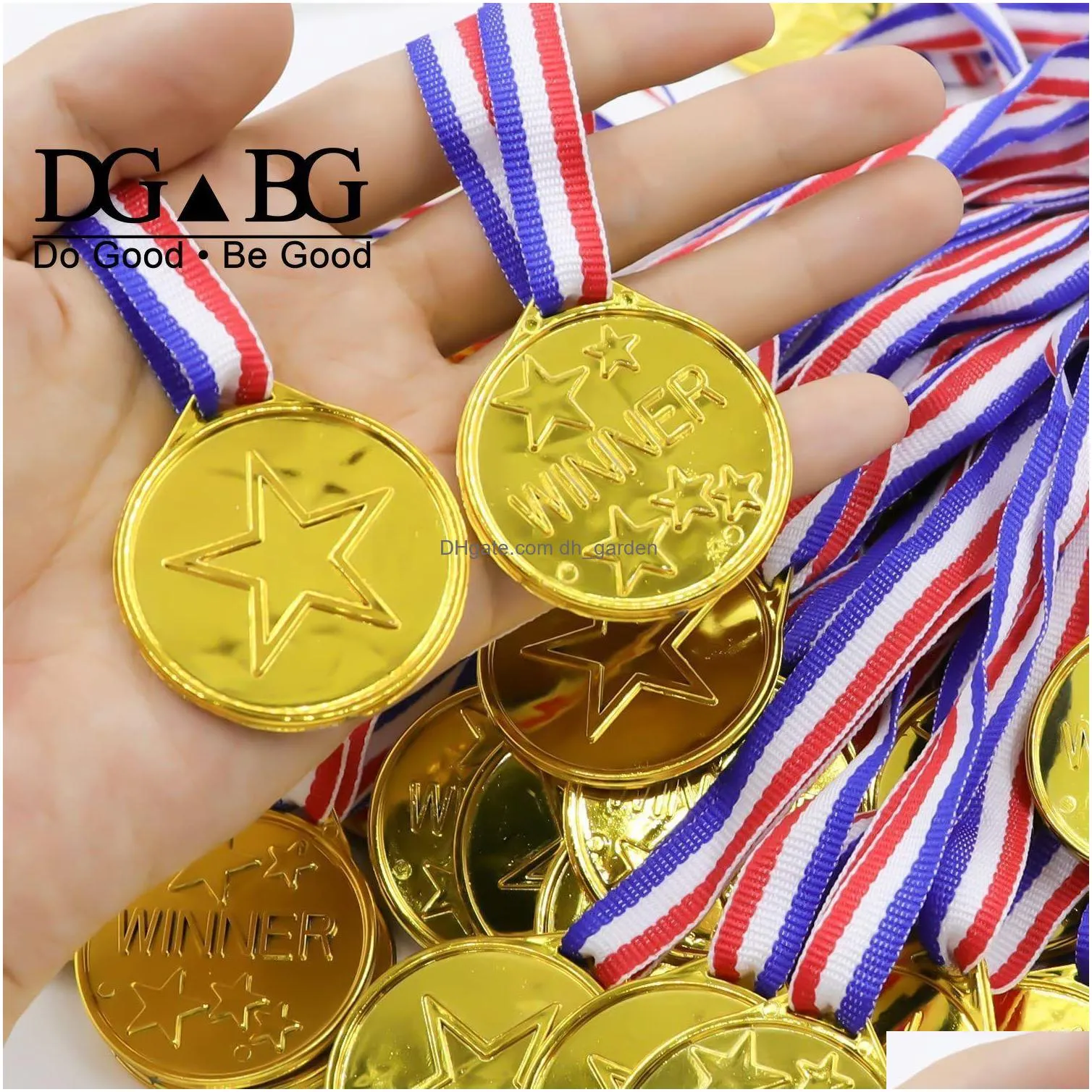 Other Office & School Supplies Other Office School Supplies 50Pcs Kids Children Gold Plastic Winners Medals Sports Day Party Dhgarden Dhfmj