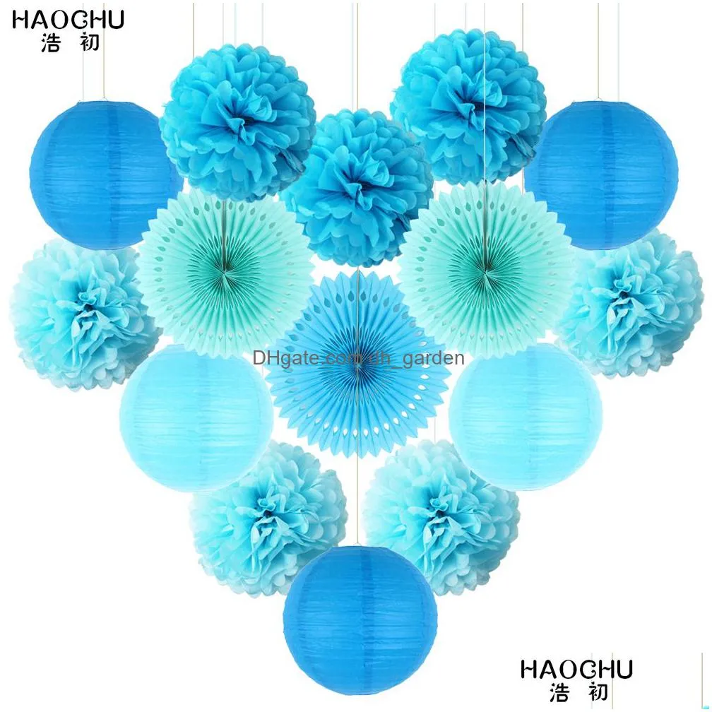 Christmas Decorations Christmas Decorations 15Pcs/Lot Tissue Paper Lantern/Pom Poms Flower/Rosette Fans Birthday Baby Shower Dhgarden Dhmh2