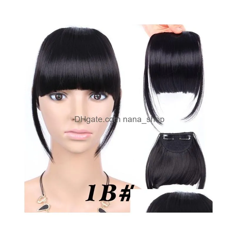 6 inches short front neat bangs clip in bang fringe hair extensions straight synthetic 100 real natural hairpiece1496234