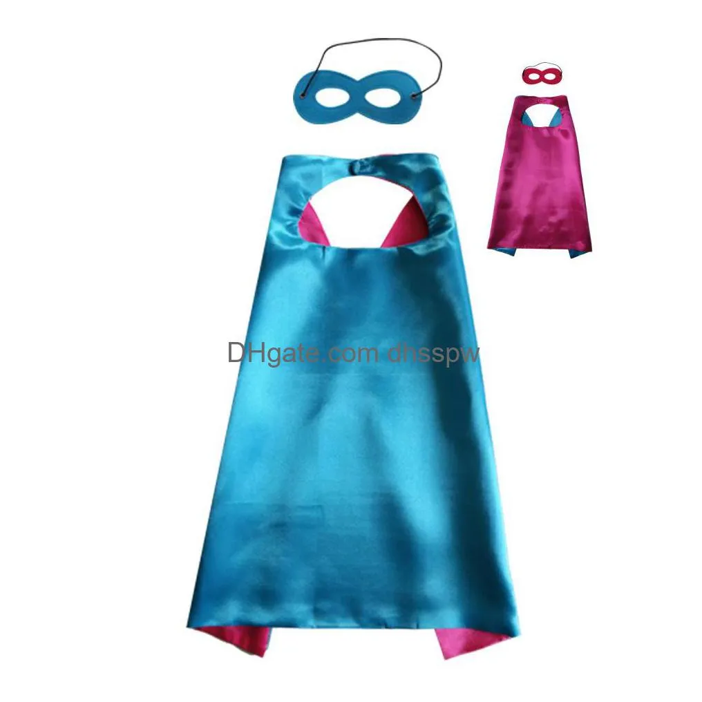 27 inch plain double layer superhero cape with mask set 18 colors choice superhero cosplay cape fancy dress for birthday christmas