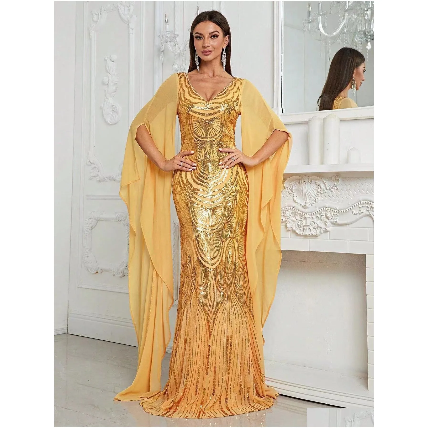 Mother`S Dresses Plus Size Mother Of The Bride Dress Arabic Aso Ebi Luxurious Mermaid Y Prom Dresses Sheer Neck Beaded Sequins Evening Otvas