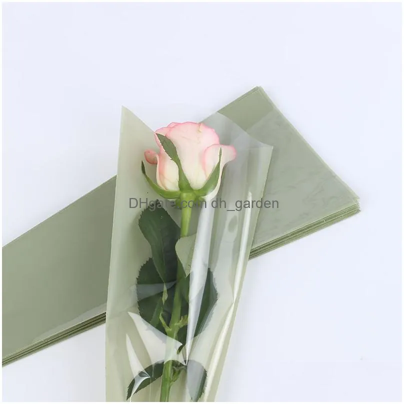 Packing Paper Packaging Paper 50Pcs 45Cm Florist Plastic Flower Bags Single Rose Flowers Wrap Valentines Day Roses Bag 23041 Dhgarden Dhylx