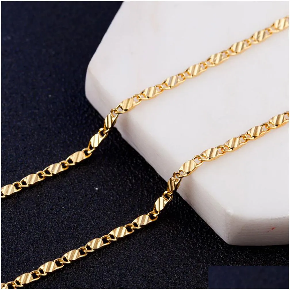 Chains 2Mm Flat Chain Necklace For Women Men Jewelry Necklaces Pendants Charms 16 18 20 22 24 26 28 30 Inch Wholesale M175 Jewelry Nec Dhcoj