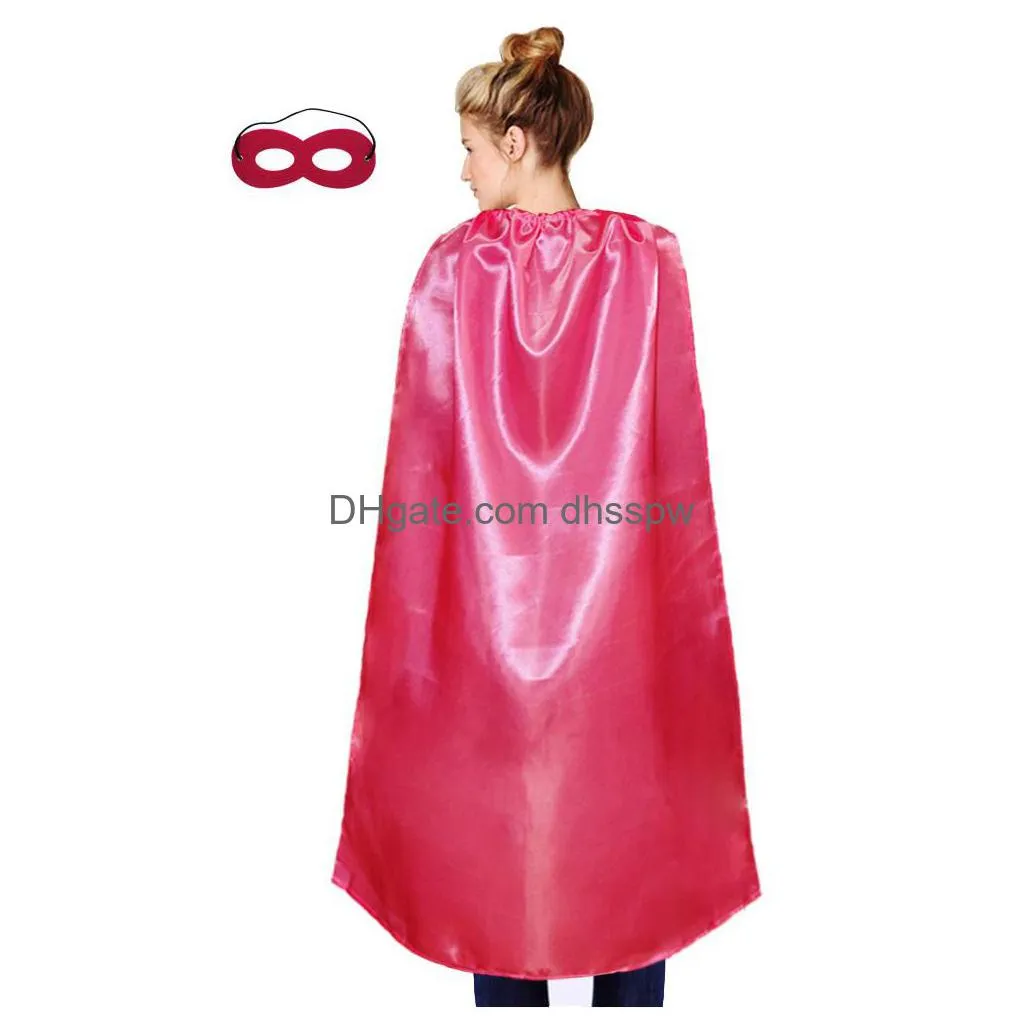 110 cm plain adult party capes and mask set 10 color option holiday favor cosplay superhero adult cape mask suit