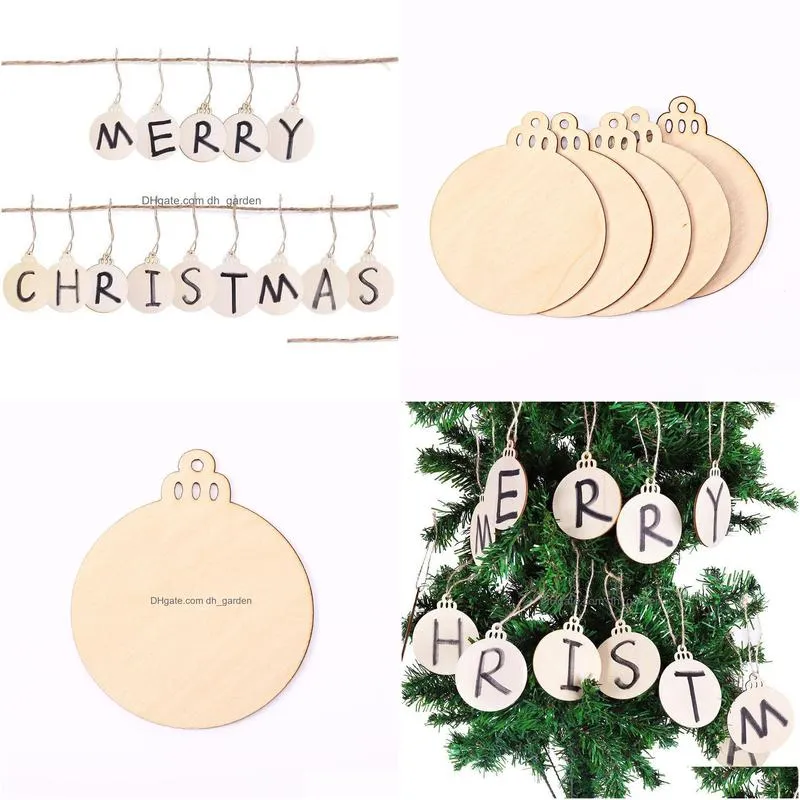 Christmas Decorations Christmas Decorations 100Pcs Natural Unfinished Wooden Round Diy Baubles Tags Arts Crafts Embellishmen Dhgarden Dhgw9
