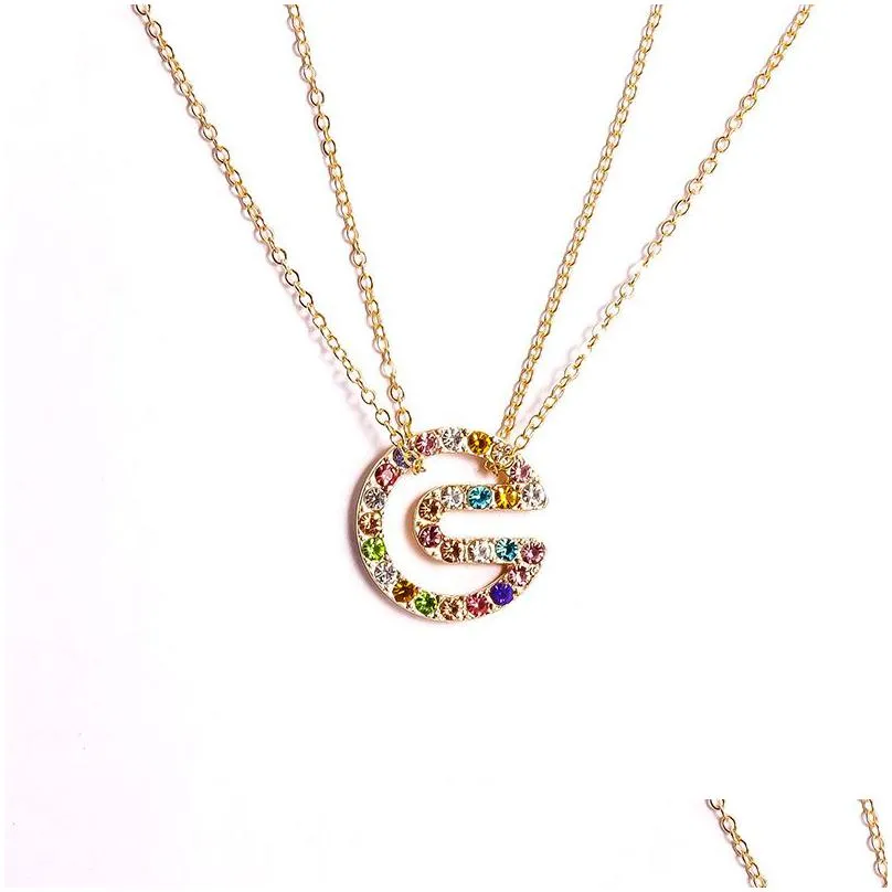 Pendant Necklaces Initial Letter Name Pendant Necklaces Women Rhinestone English Alphabets Choker Necklace Gold Color New Design Fashi Dh1No