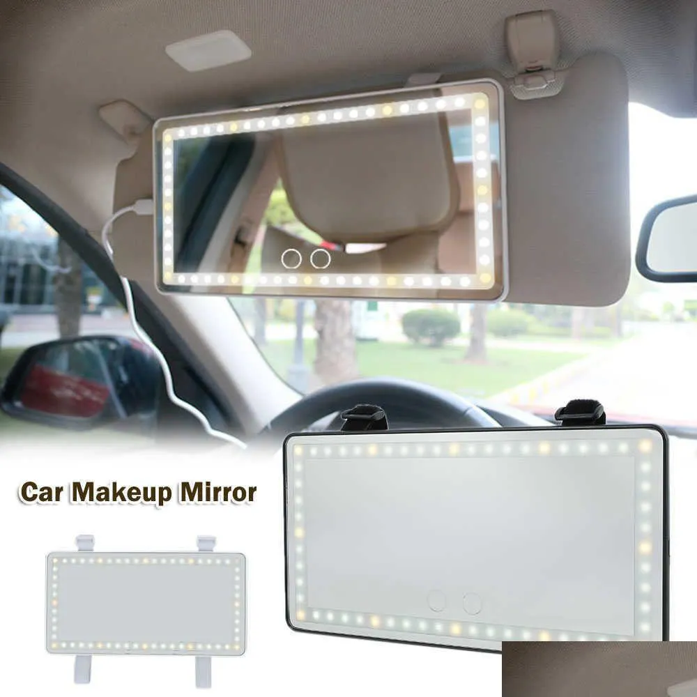 car interior makeup mirror with led light auto visor hd cosmetic mirrors universal car vanity sun visor shade mirror smart touch