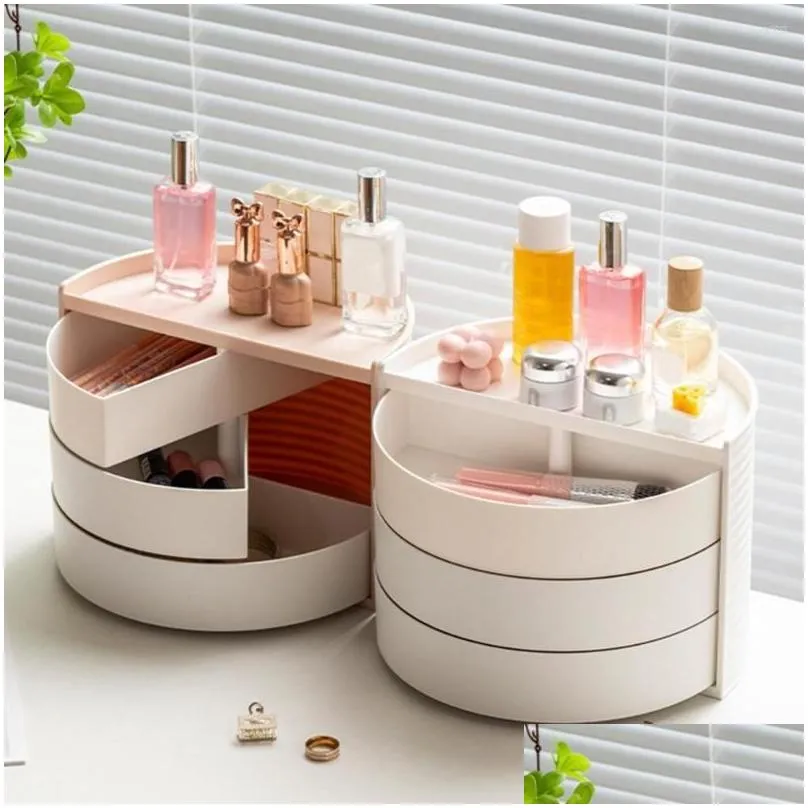 storage boxes rotating box desktop smart placement half circle rotatable student children stationery cosmetics