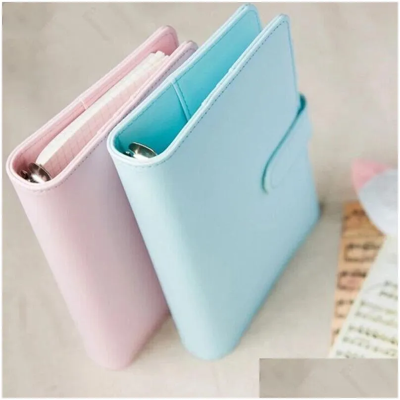 Notepads Wholesale Pu Leather Notebook Binder Refillable 6 Rings Er Loose Leaf Planner With Buckle Closure Office School Business Indu Dhzas