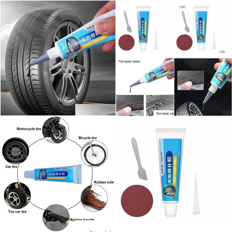 30ml car tire repair glue strong repair glue black soft rubber motorcycle auto truck wheel tyre puncture seal universal