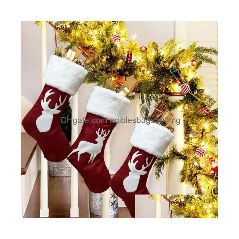 46cm christmas stocking hanging socks xmas rustic personalized stockings christmas snowflake decorations family party holiday supplies