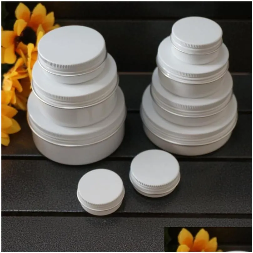 storage bottles jars 10/15/20/30/50/60/80/100/150g white empty round aluminum box metal tin cosmetic cream diy refillable jar tea