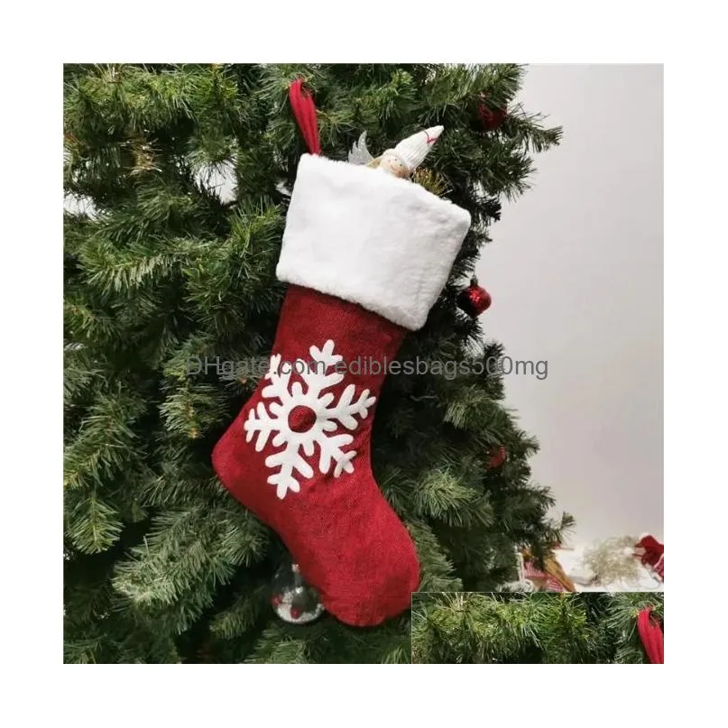 46cm christmas stocking hanging socks xmas rustic personalized stockings christmas snowflake decorations family party holiday supplies