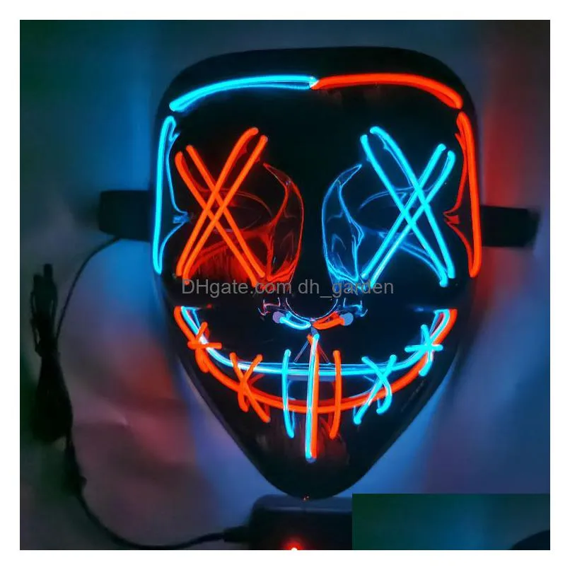 Party Masks Party Masks Halloween Led Light Up Scary Mask For Festival Cosplay Costume Masquerade Parties Carnival Gift 2303 Dhgarden Dhw2A