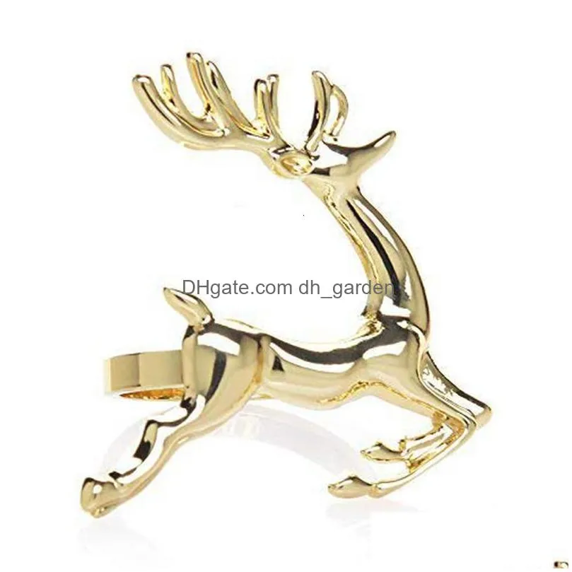 Napkin Rings Napkin Rings 12Pcs Christma Elk Holder Alloy High Quality Cute Deer Xmas Delicate Ring Bar Restaurant Christmas Dhgarden Dhdxy