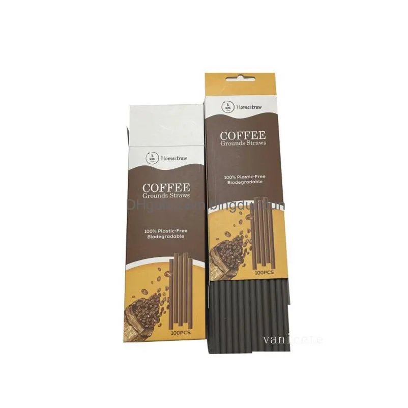 drinking straws food-grade pla coffee grounds straw disposable straws independent packaging environment-friendly for milk tea shop