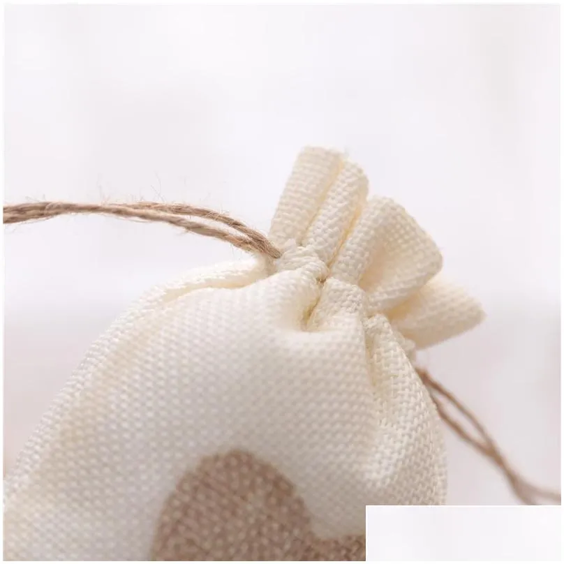 Gift Wrap Small Burlap Heart Gift Bags With Dstring Cloth Favor Pouches For Wedding Shower Party Christmas Valentines Day Diy Home Gar Dh8Yo