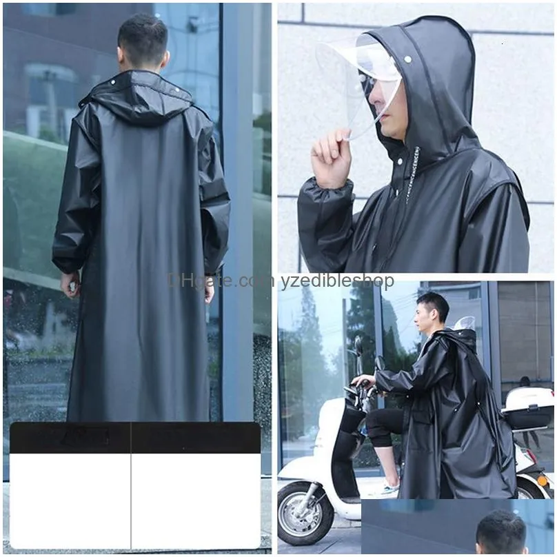 raincoats black fashion adult waterproof long raincoat women men rain coat for outdoor hiking fishing climbing thickened 230803