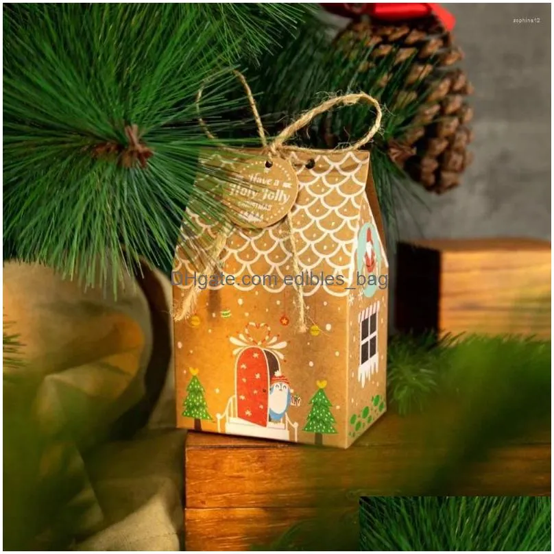 christmas decorations 24pcs diy candy boxes rope house shape gift box year