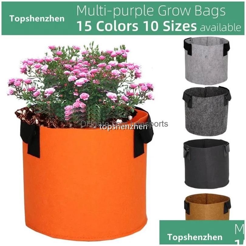 16colors 1--20 gallons round nonwoven fabric pots grow bags with handles economic pots garden planting containers flowers plant