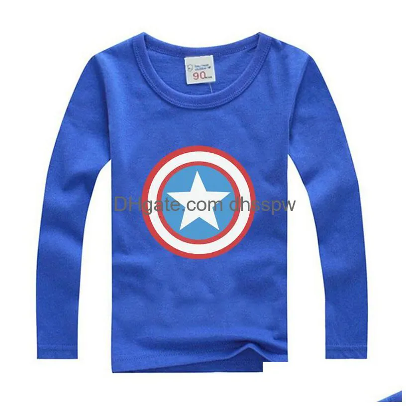 children kids long sleeve t-shirt costumes with superhero cartoon logo summer fashionable printed cotton halloween party favors