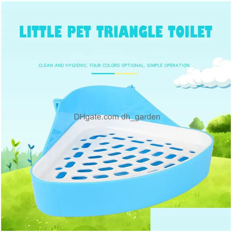 Small Animal Supplies Cat Rabbit Corner Cleaning Toilet Pet Potty Rec Litter Pee Poo Tray Set Household Products Accessory 2 Dhgarden Dhyyw