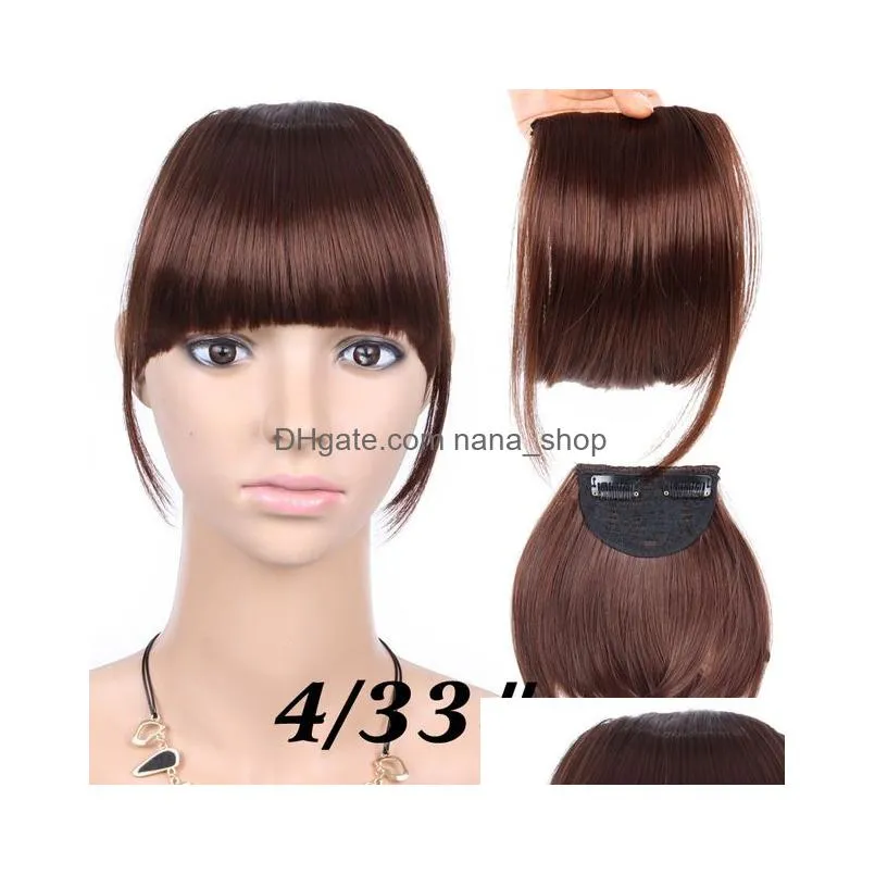 6 inches short front neat bangs clip in bang fringe hair extensions straight synthetic 100 real natural hairpiece1496234