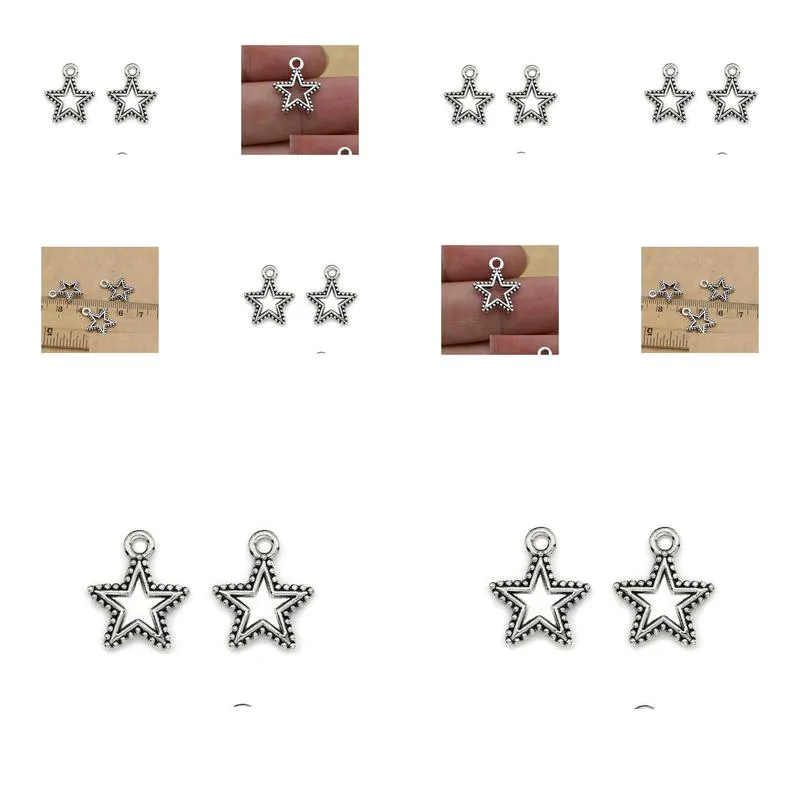 Charms 200Pcs/Lot Ancient Sier Alloy Star Charms Pendants For Diy Jewelry Making Findings 17.5X14Mm Jewelry Jewelry Findings Component Dhdom