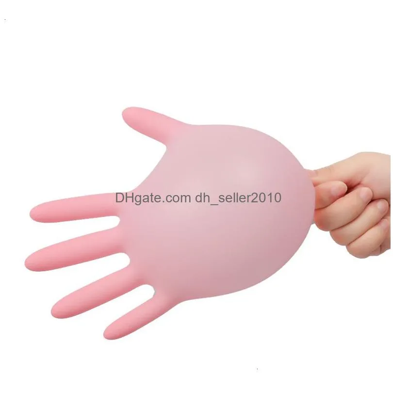 cleaning gloves pink disposable 100pack nitrile powder latex nonsterile food beauty salon kitchen household 230809