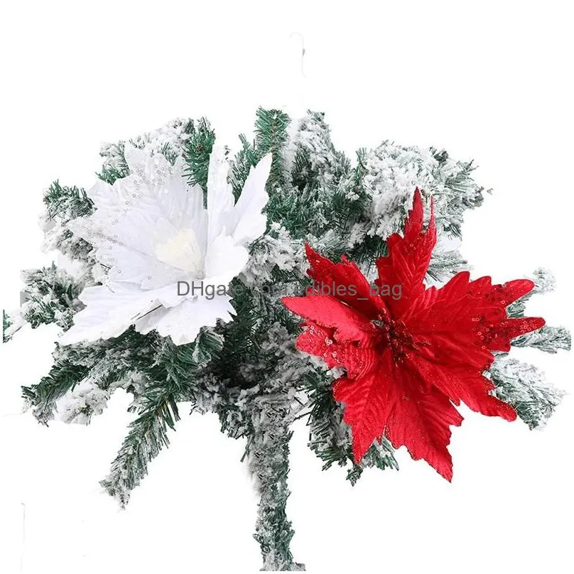 christmas decorations 25cm sequin flannel handmade flowers artificial tree decoration xmas wedding year home decorchristmas
