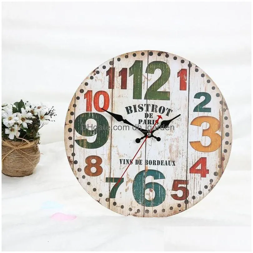 Wall Clocks Wall Clocks 30Cm Retro Circle Decoration Watch Vintage Home Diameter For Kitchen Art Large 230427 Home Garden Hom Dhgarden Dhvuk